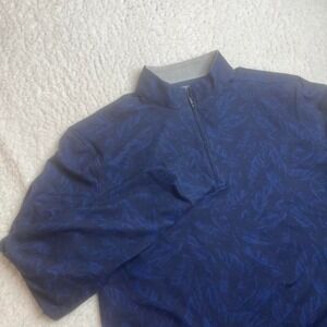 Johnnie-O‎ Trooper Microfleece PREP-FORMANCE quarter zip blue leaf stretch M